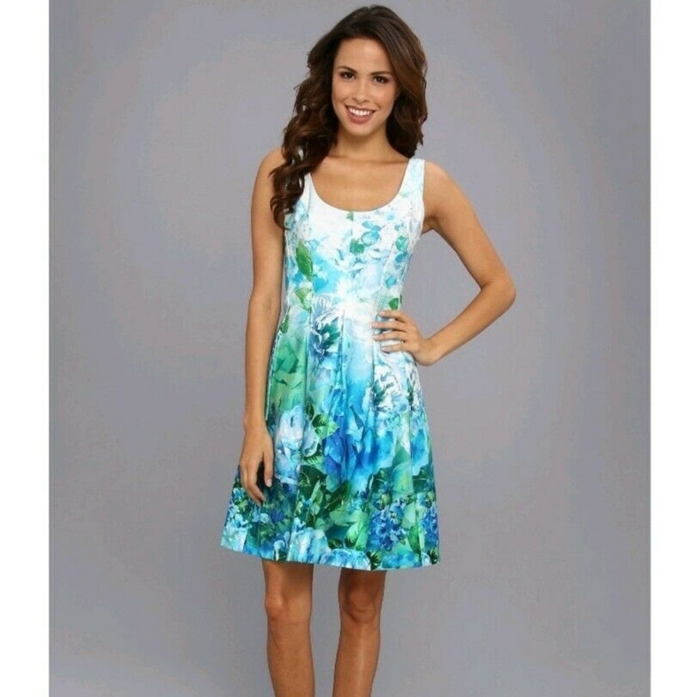 Blue green floral dress